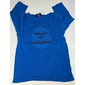 Harley-Davidson Kids Blue Long Sleeve Graphic T-Shirt Redwood Eureka CA Small